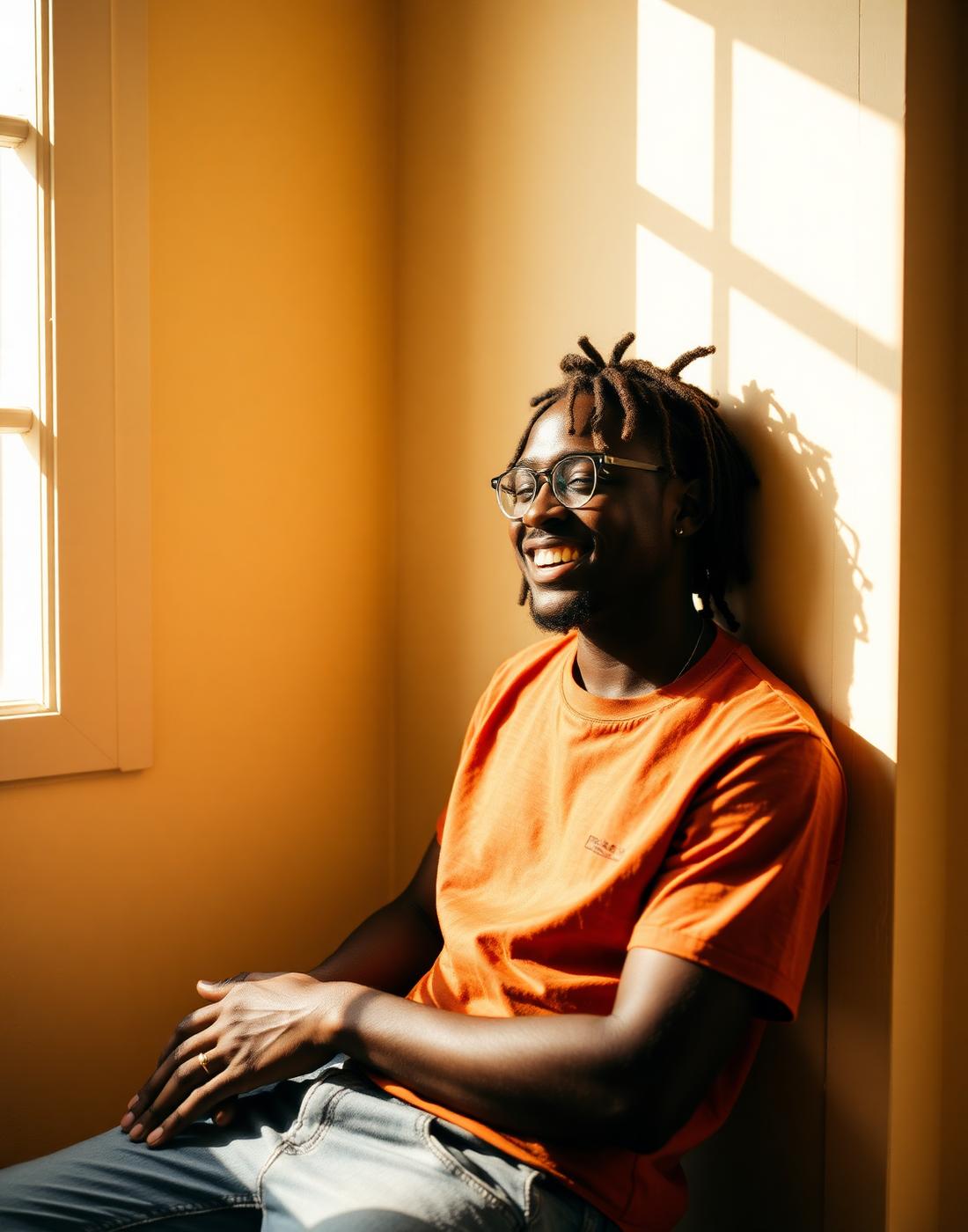 Abel sitting in warm sunlight